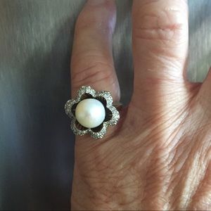 Vintage pearl  and diamond ring